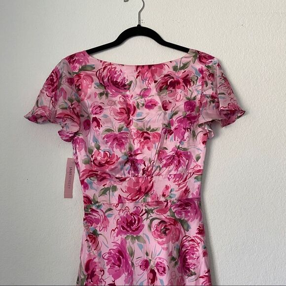 NWT Vintage Janestreet Pink Floral Silky Peonies Valentines Dress sz XS - Picture 4 of 8